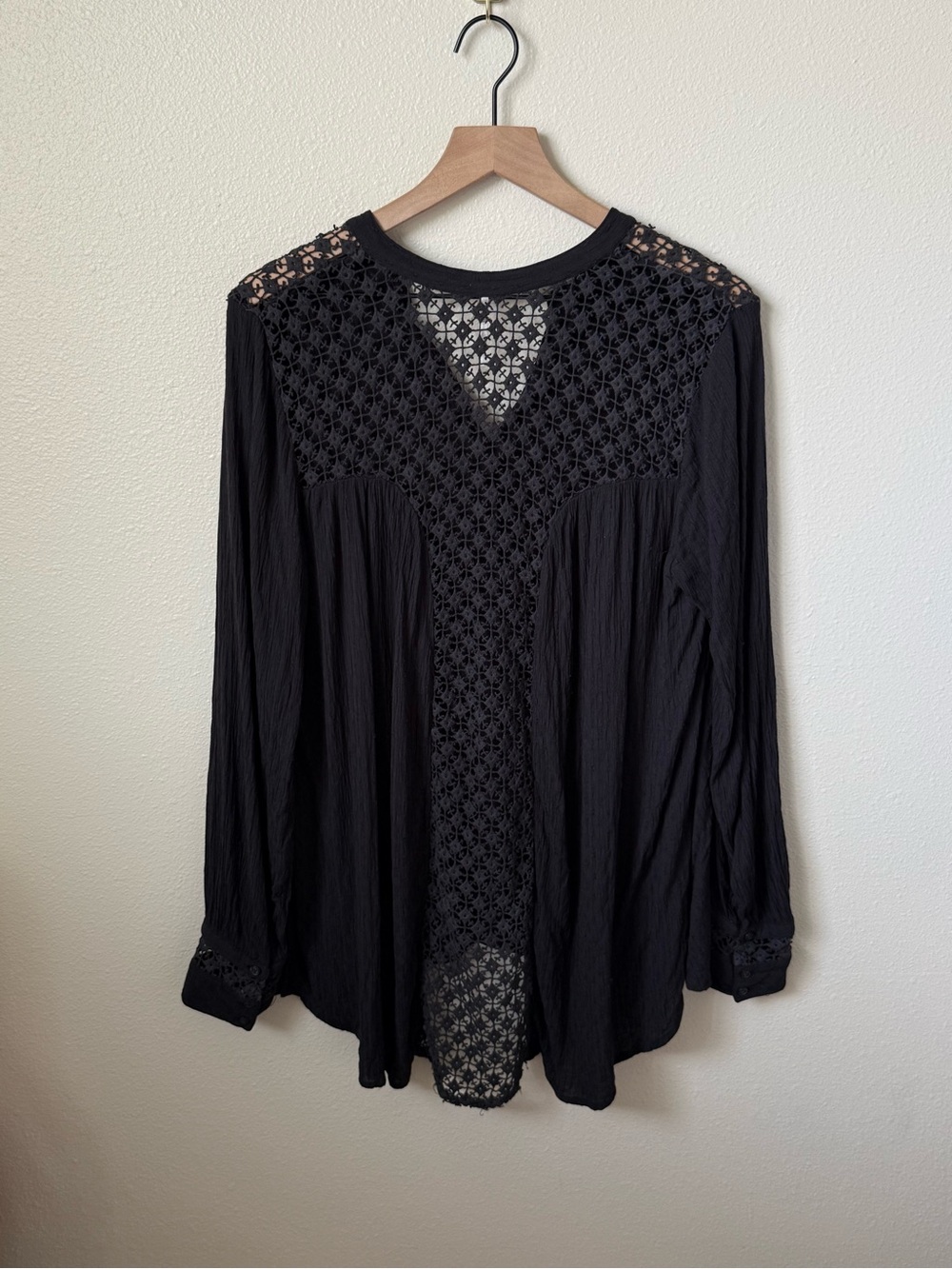 Free People Black woven-Panel Button Down Shirt - Picture 4 of 6